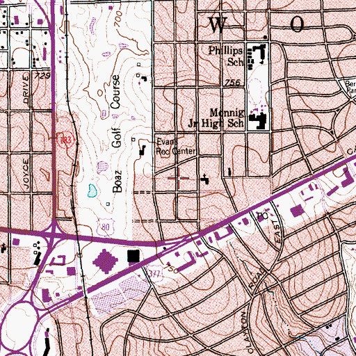 Topographic Map of Ridglea Christian Church, TX