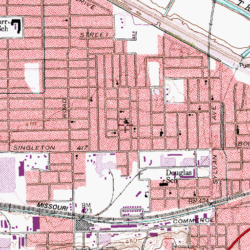 Topographic Map of Rising Star Baptist Church, TX