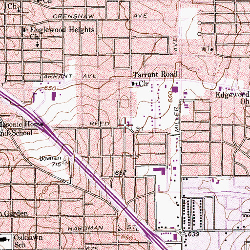 Topographic Map of Rising Star Church of God, TX