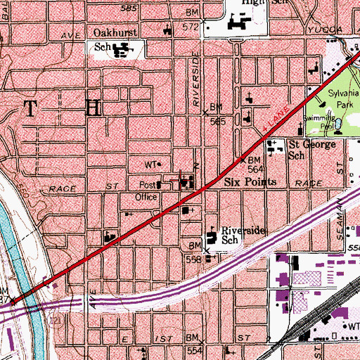 Topographic Map of Riverside Baptist Church, TX