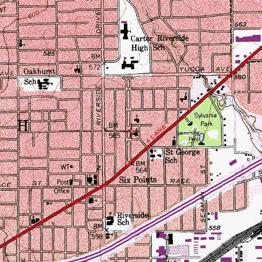Topographic Map of Riverside Christian Church, TX