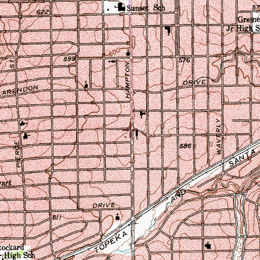 Topographic Map of Rosemont Christian Church, TX
