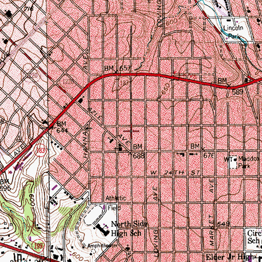 Topographic Map of Rosen Heights Baptist Church, TX