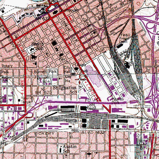 Topographic Map of Saint Patrick Cathedral, TX