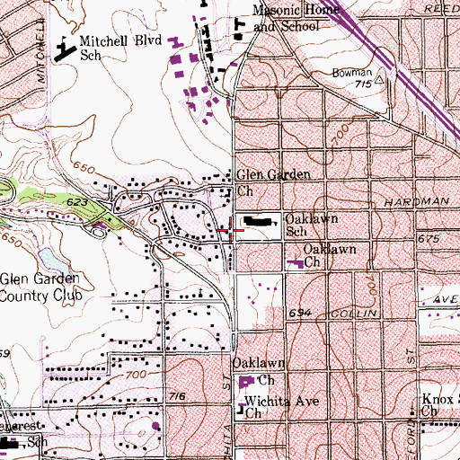 Topographic Map of Saintsville Baptist Church, TX