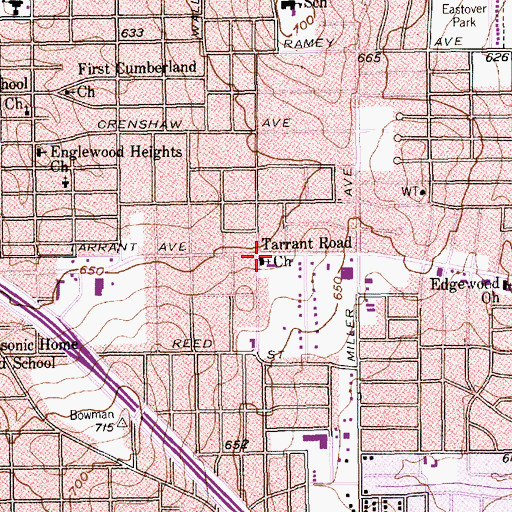 Topographic Map of Samaria Baptist Church, TX