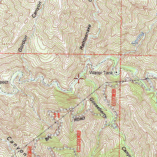 Topographic Map of Gooseberry Canyon, CA