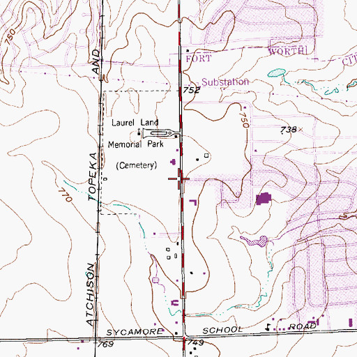 Topographic Map of South Park Baptist Church, TX