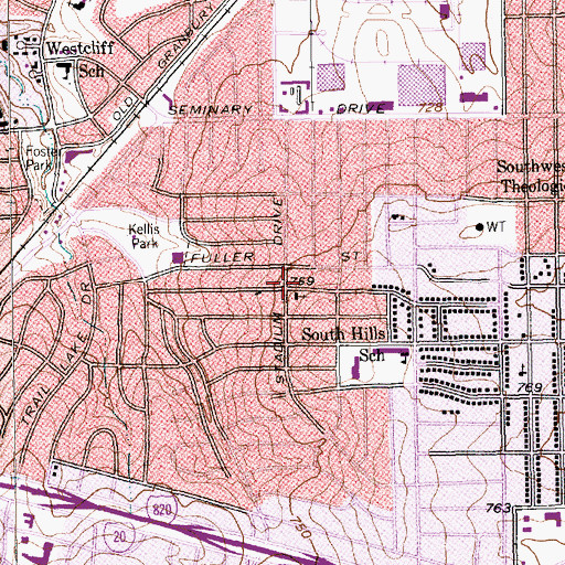 Topographic Map of Stadium Drive Baptist Church, TX