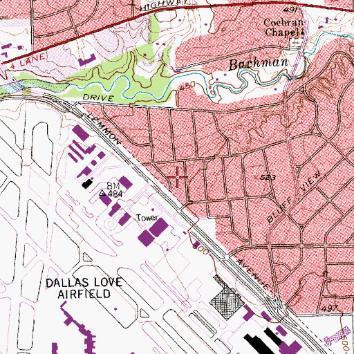 Topographic Map of Templo El Redentor, TX