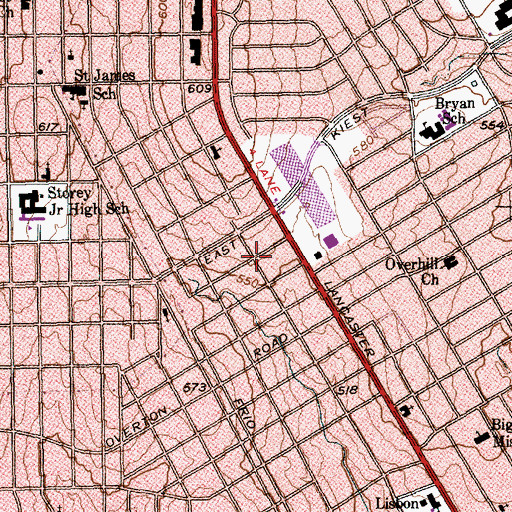 Topographic Map of Texas East Jurisdiction Church, TX