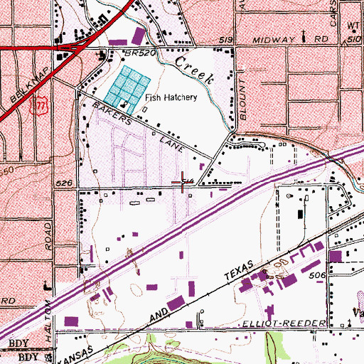 Topographic Map of Thai-Lao Baptist Church, TX