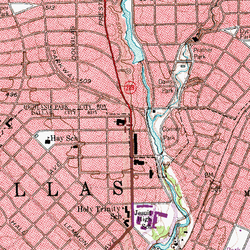 Topographic Map of Third Church of Christ Scientist, TX