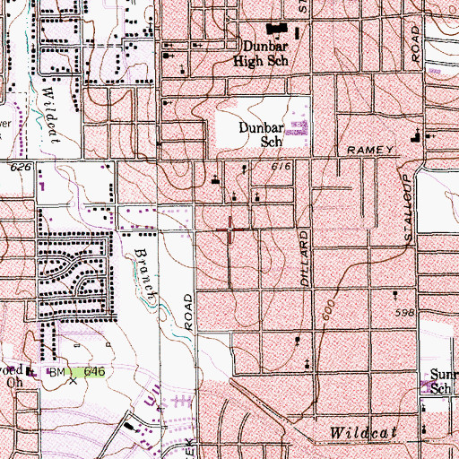 Topographic Map of Thy Word Missionary Baptist Church, TX