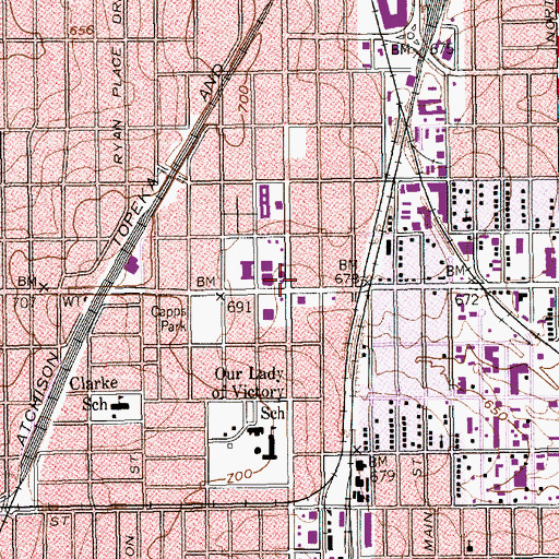 Topographic Map of Travis Avenue Baptist Church, TX