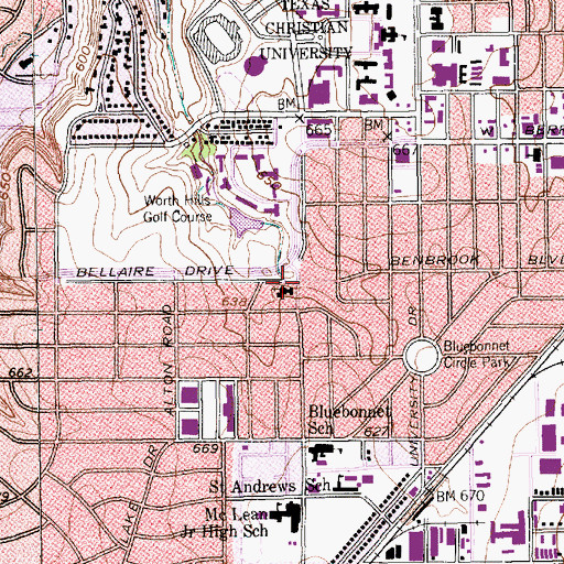 Topographic Map of Trinity Episcopal Church, TX