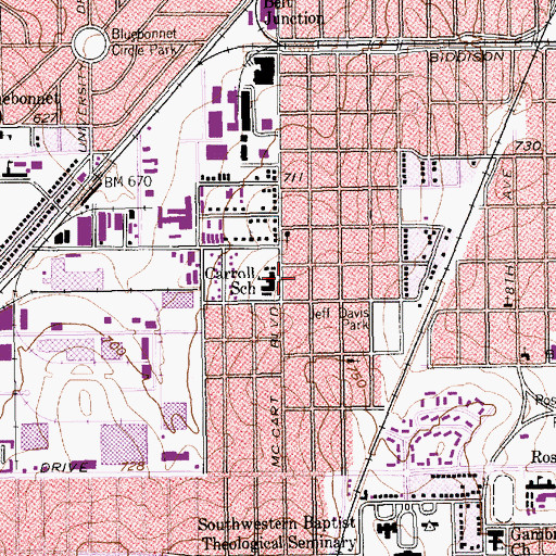Topographic Map of Trinity Temple Community Church, TX