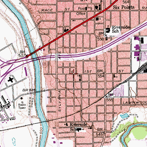 Topographic Map of True Light Baptist Church, TX