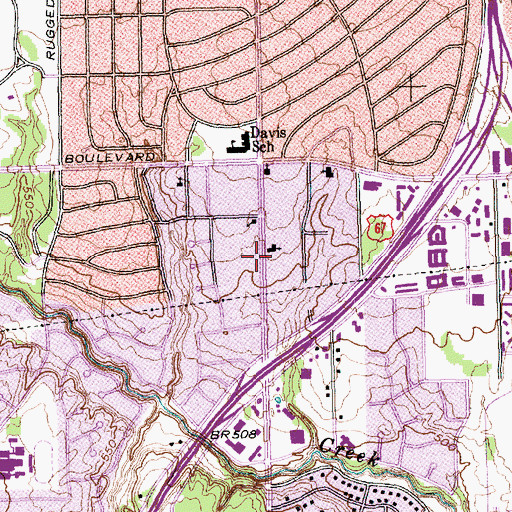 Topographic Map of True Way Evangelistic Church, TX
