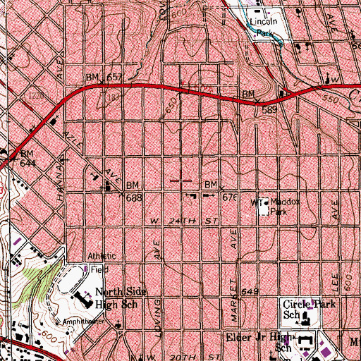 Topographic Map of Victory Outreach Church, TX