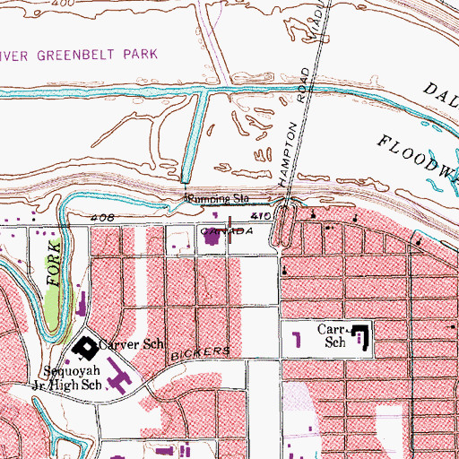 Topographic Map of West Dallas Community Church, TX