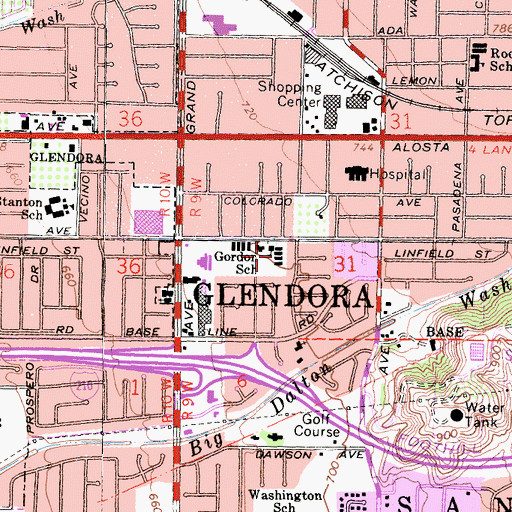 Topographic Map of Gordon School, CA