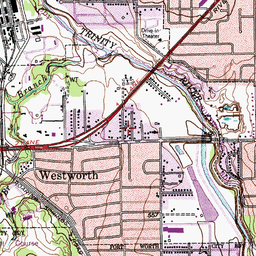 Topographic Map of Westworth Church of Christ, TX