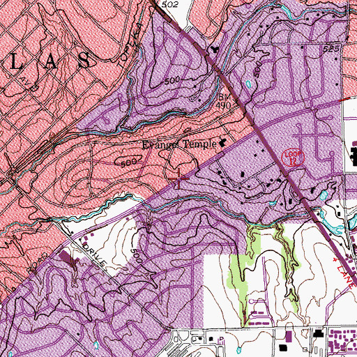 Topographic Map of White Rock Church of Christ, TX