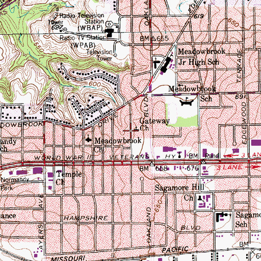 Topographic Map of Word of Life Church, TX