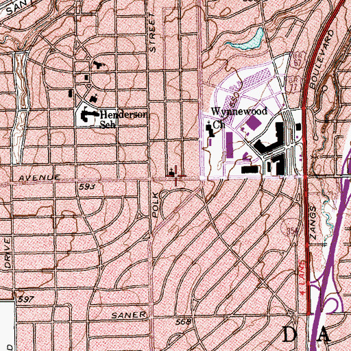 Topographic Map of Wynnewood Baptist Church, TX