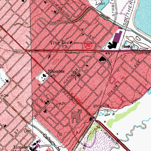 Topographic Map of Zion Travelers Baptist Church, TX