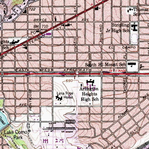 Topographic Map of Interchange 10, TX
