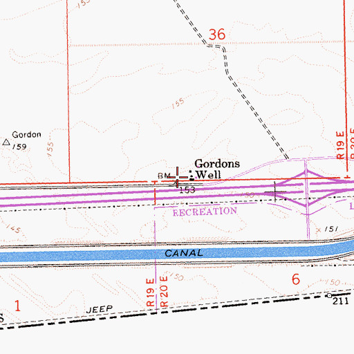 Topographic Map of Gordons Well, CA