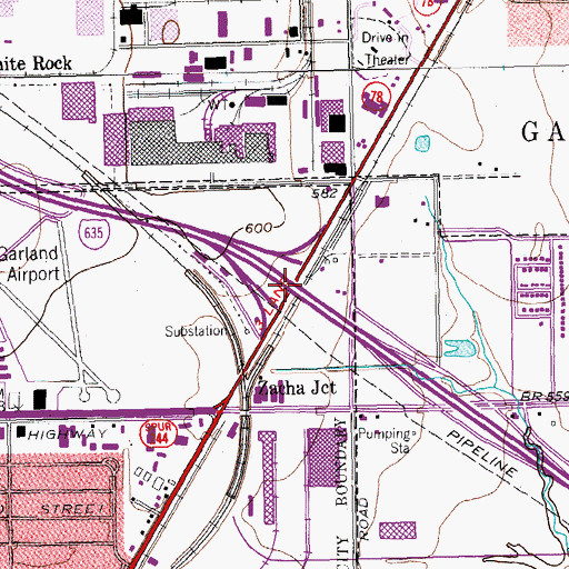 Topographic Map of Interchange 12, TX
