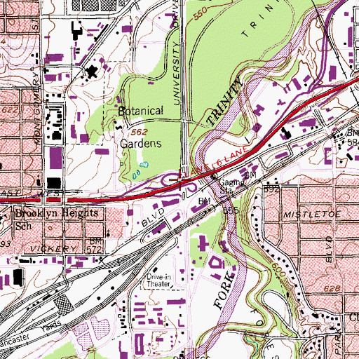 Topographic Map of Interchange 12A, TX