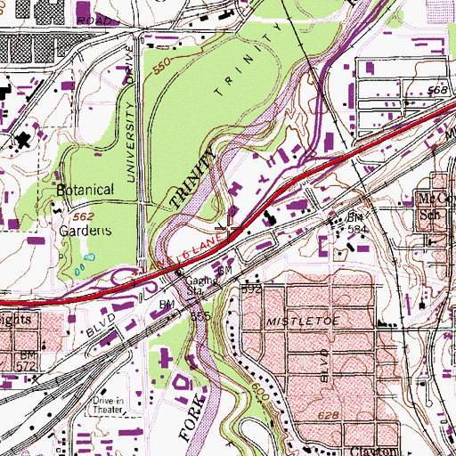 Topographic Map of Interchange 12B, TX