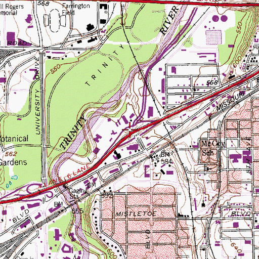 Topographic Map of Interchange 12C, TX