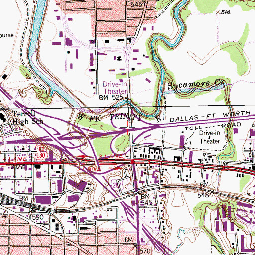 Topographic Map of Interchange 16A and 16B, TX