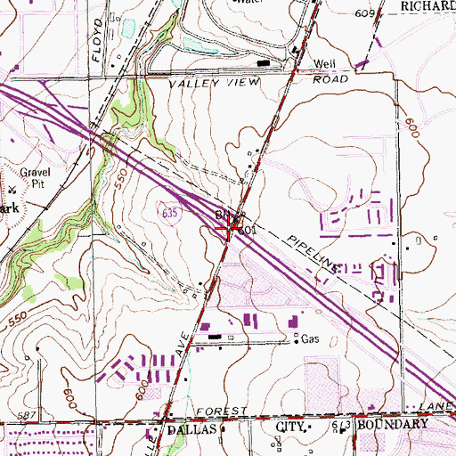 Topographic Map of Interchange 18A, TX