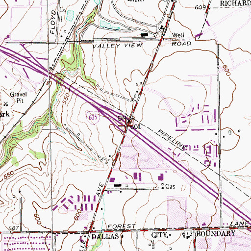 Topographic Map of Interchange 18B, TX