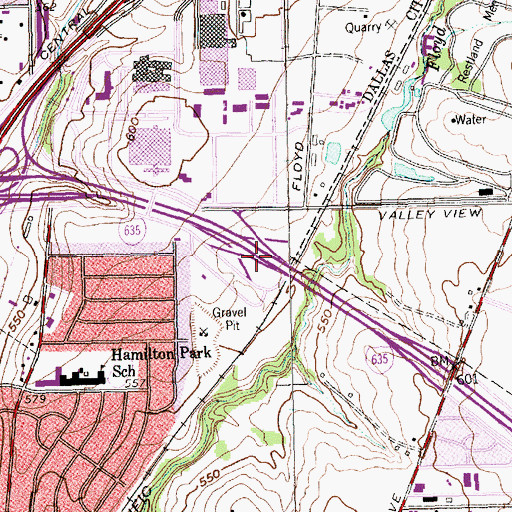 Topographic Map of Interchange 19A and 19B, TX