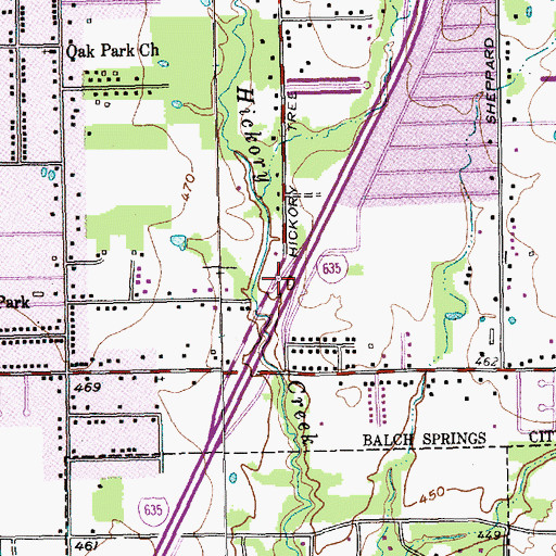 Topographic Map of Interchange 1A, TX