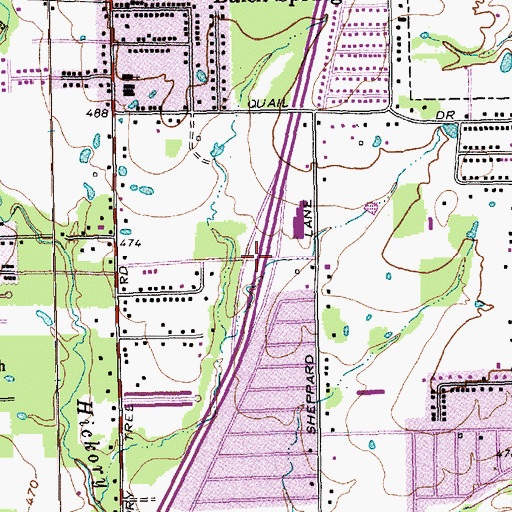 Topographic Map of Interchange 1B, TX