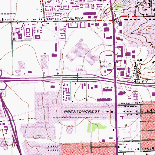Topographic Map of Interchange 21, TX