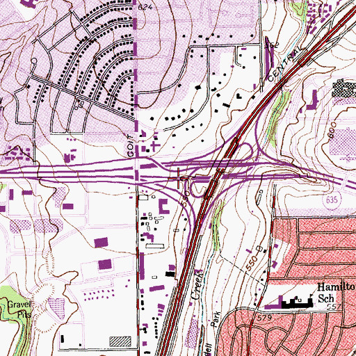 Topographic Map of Interchange 21A, TX