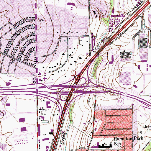 Topographic Map of Interchange 21B, TX