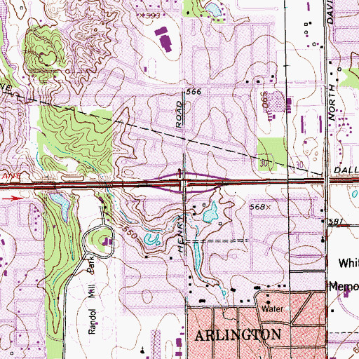 Topographic Map of Interchange 26, TX