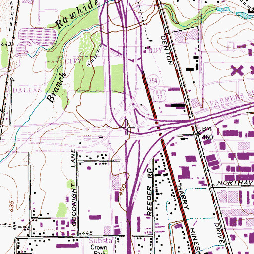 Topographic Map of Interchange 27A and 27B and 27C, TX