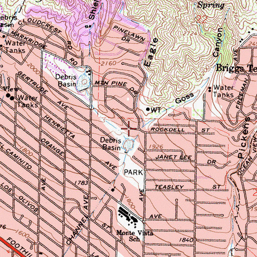 Topographic Map of Goss Canyon, CA