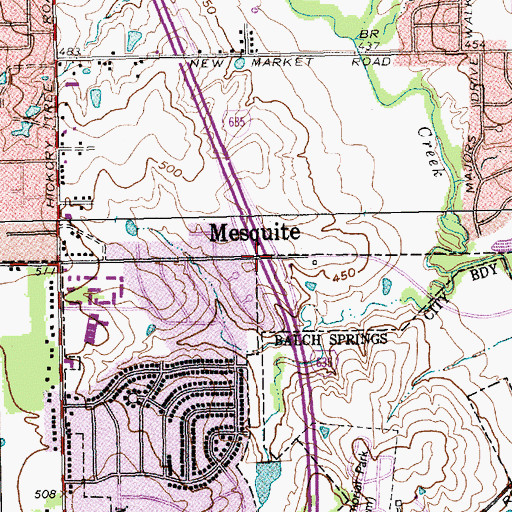 Topographic Map of Interchange 3, TX